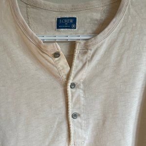 J.Crew Men's Off White Long Sleeved Henley T-Shirt (Size M)